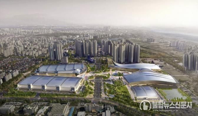 킨텍스 제1~3전시장 조감도. 2028년 제3전시장이 준공되면 제1~3전시장을 합쳐 17만㎡ 규모의 국내 최대 전시 공간으로 거듭난다.